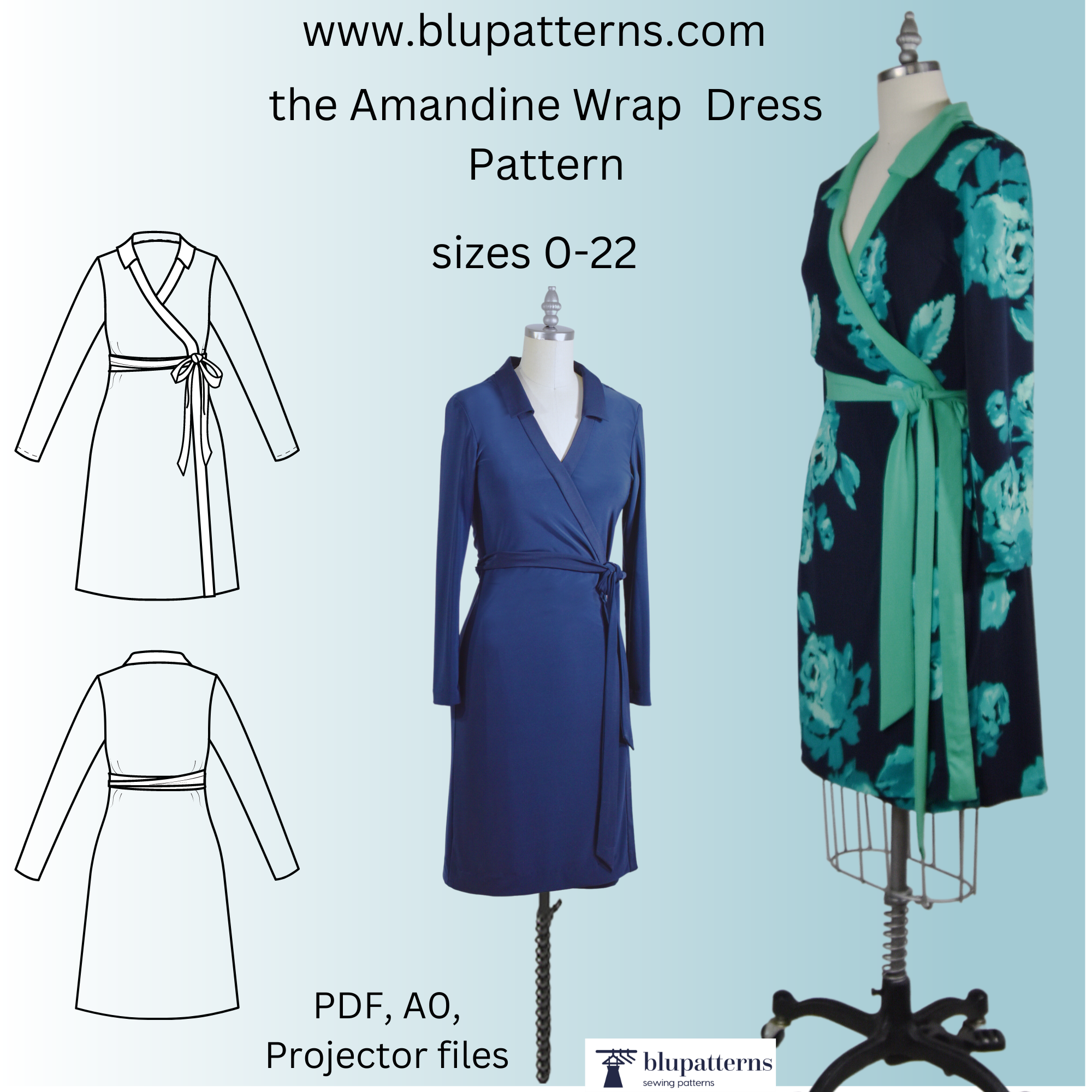 Amandine Ladies Wrap-Around Dress Sewing Pattern Amandine Ladies Wrap-Around Dress Sewing Pattern